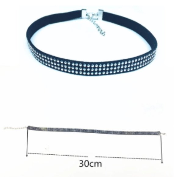 2pcs 3 Row Stretch Rhinestone Choker Necklace - Picture 2 of 2